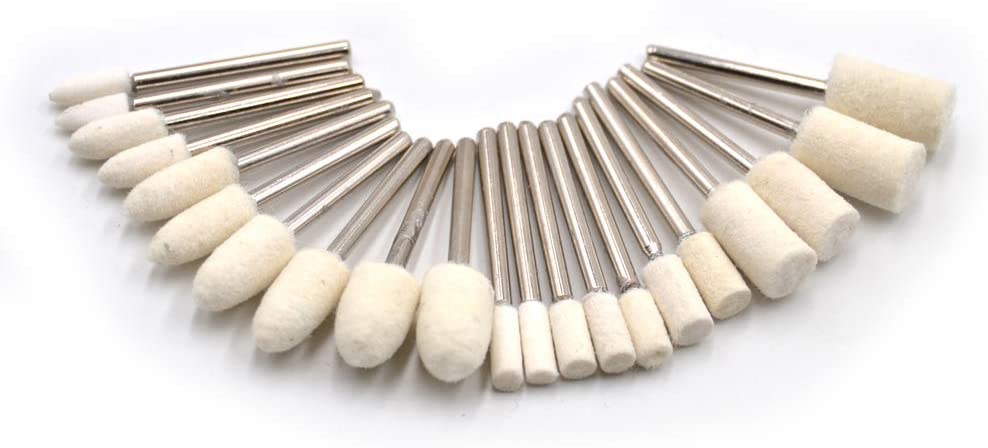 Luo Ke 8mm Wool Felt Polishing Bits, 1/8'' Shank Conical Shape - View #3